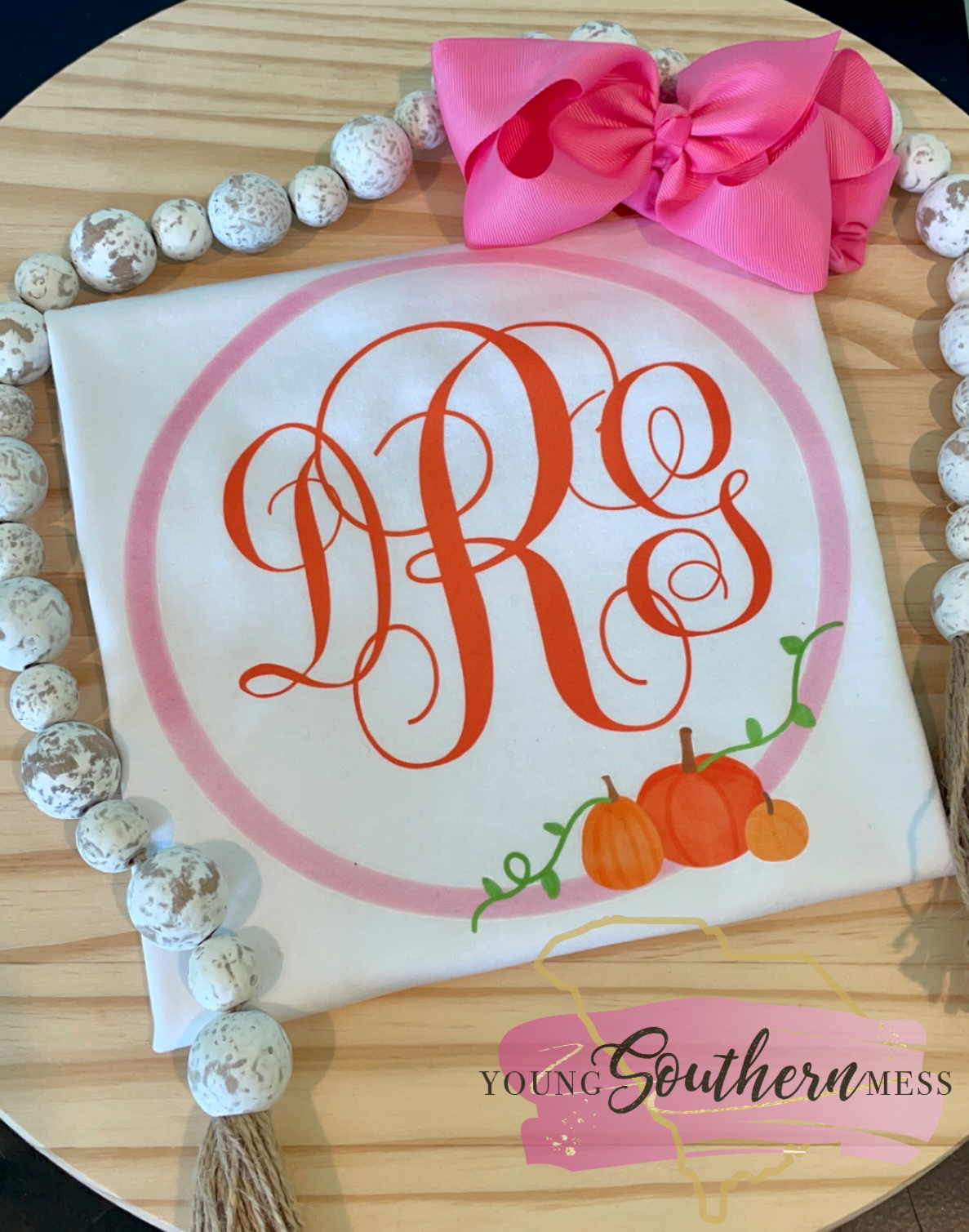 Monogram Fall pumpkim shirt for girls