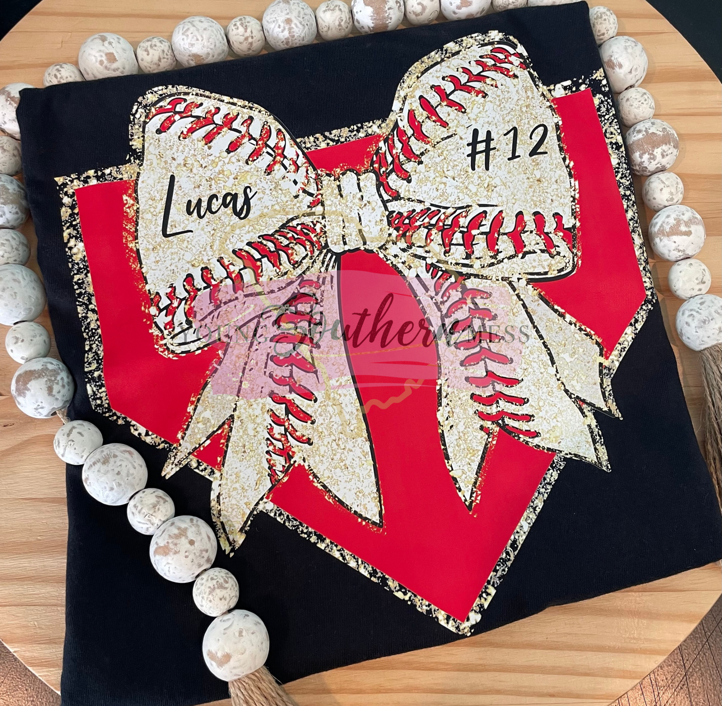 Baseball Red Home Plate Bow Shirt