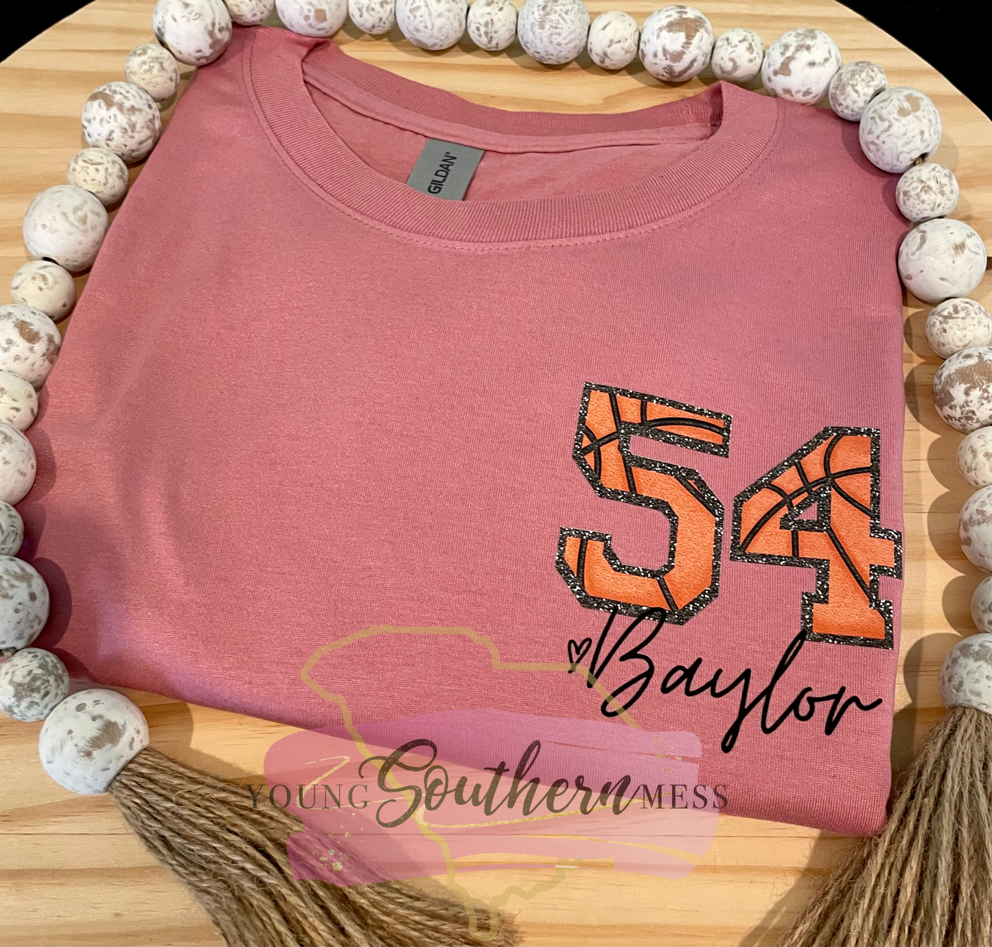 Custom Basketball Jersey Number Faux Sequin Shirt