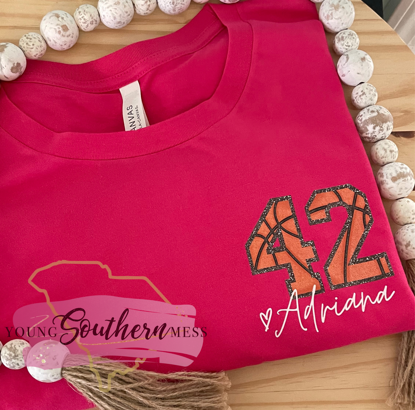 Custom Basketball Jersey Number Faux Sequin Shirt