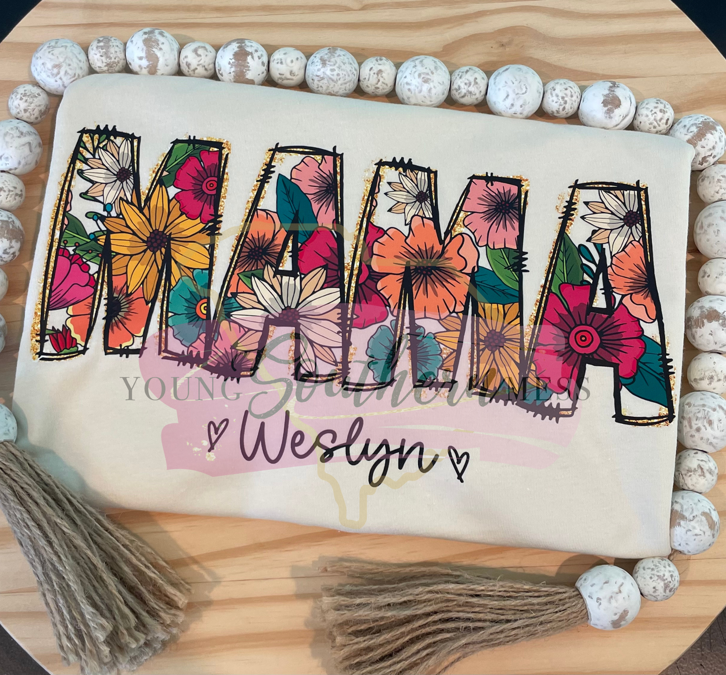 Floral Mama Shirt with Children's Names