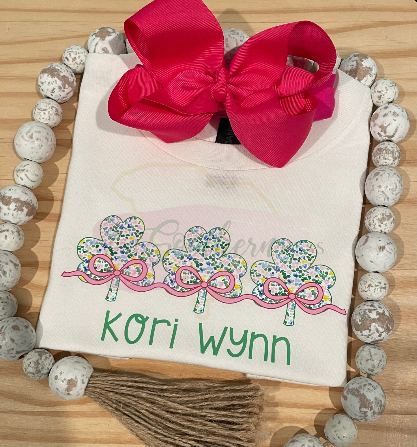 Girls Personalized Bow St. Patrick's Day Shirt