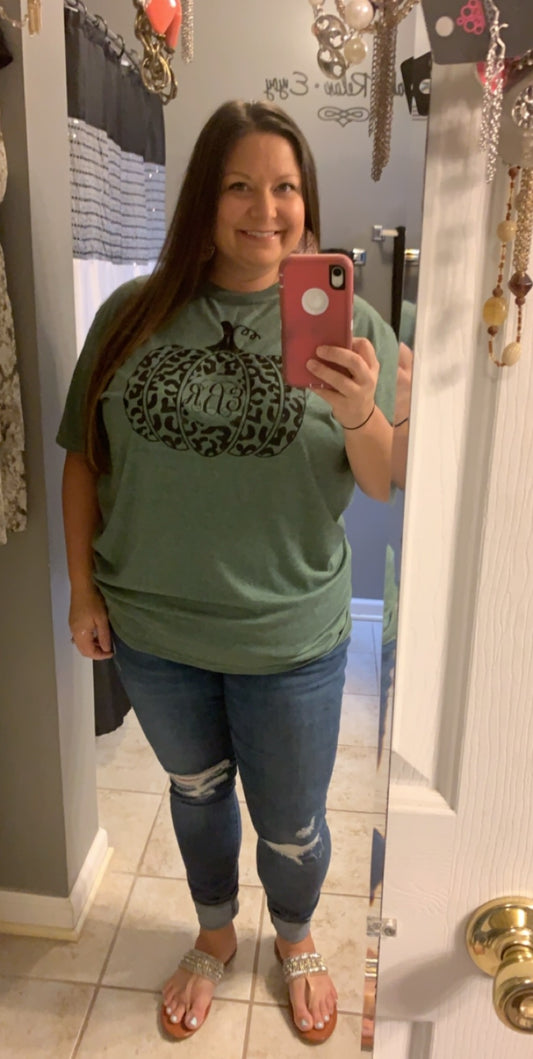 Leopard Pumpkin Monogram Fall T-Shirt
