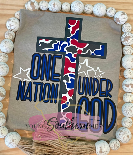 One Nation Under God Camo Boy's Patriotic Shirt