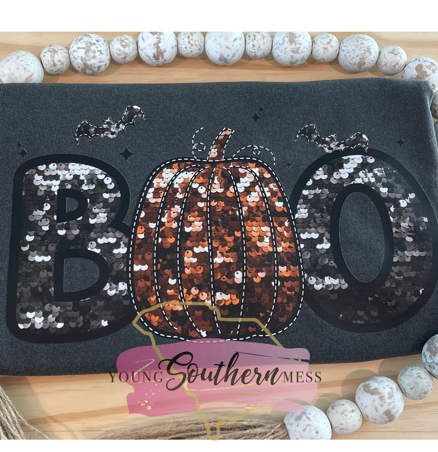 Boo Faux Sequins Halloween Shirt