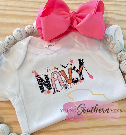 Custom Halloween Letters Children's Name Shirt