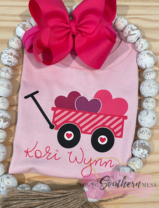 Valentine Wagon Girl’s Personalized Shirt