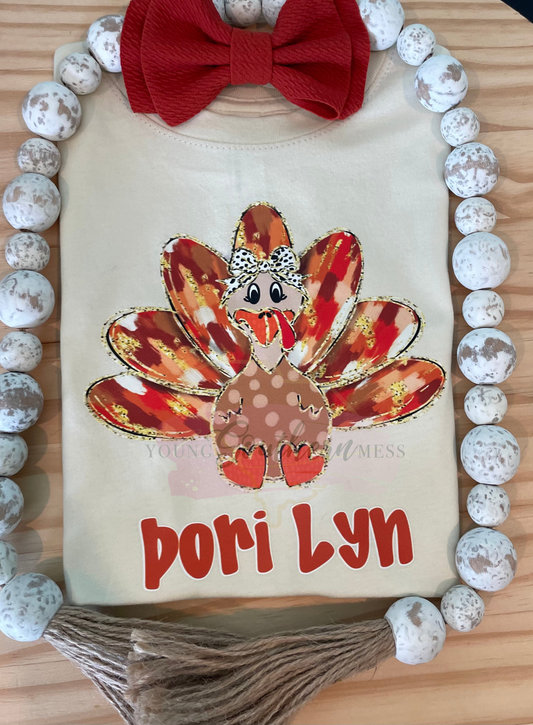 Brushstroke Turkey Faux Glitter Shirt