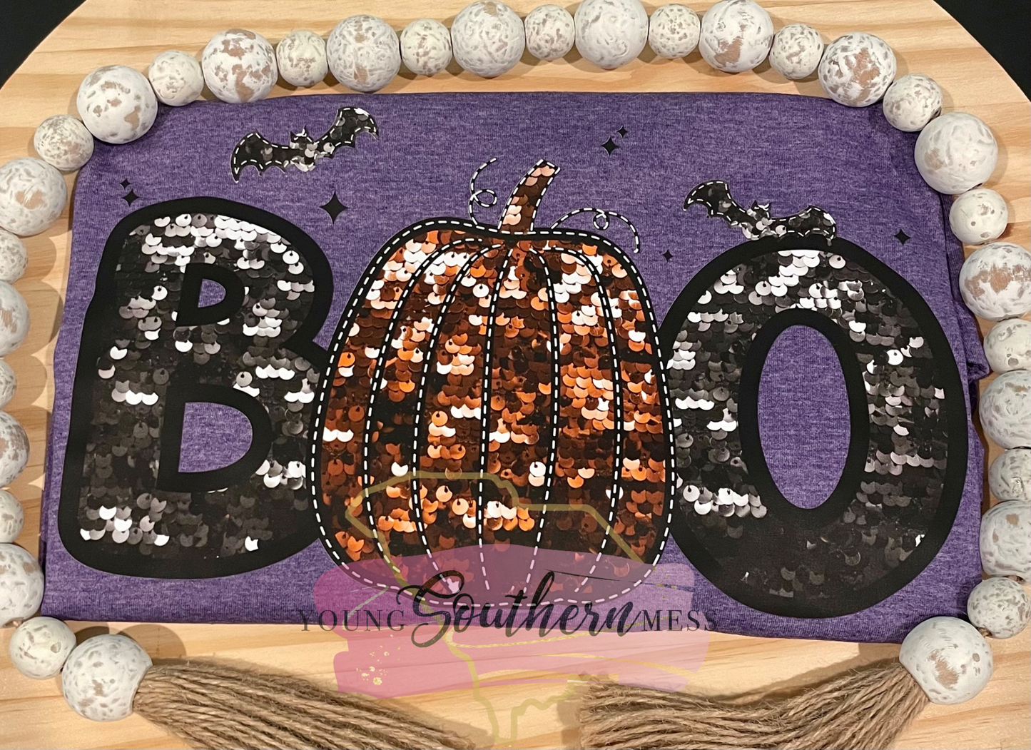 Boo Faux Sequins Halloween Shirt