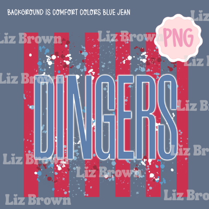 Dingers Baseball Striped PNG