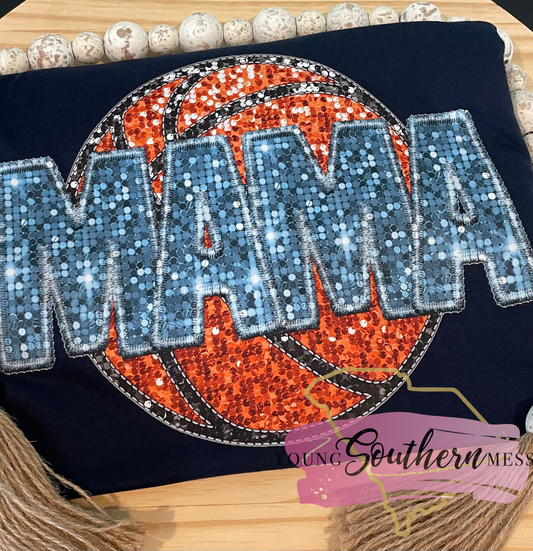 basketball mama faux sequin faux glitter shirt