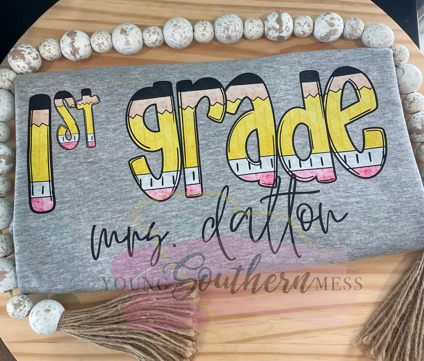 Teacher Grade Level Pencil Letters Shirt