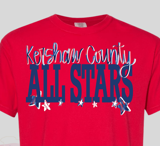 Red Kershaw County All-Stars Block Letters