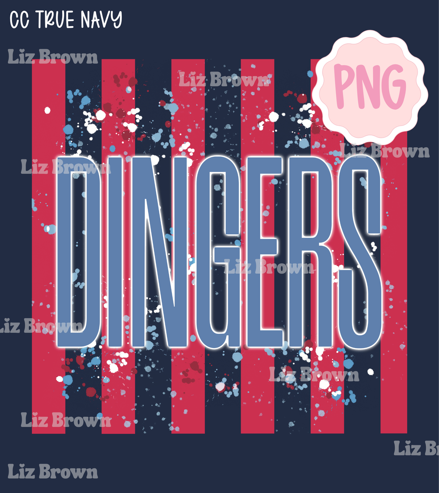 Dingers Baseball Striped PNG