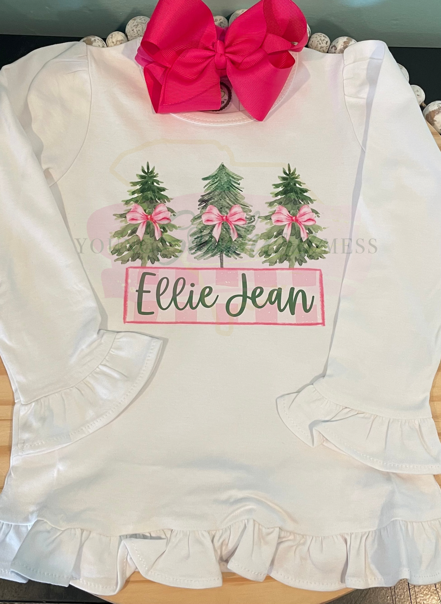 Personalized Christmas Tree Trio Girl’s Shirt