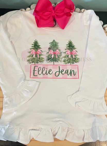 Personalized Christmas Tree Trio Girl’s Shirt