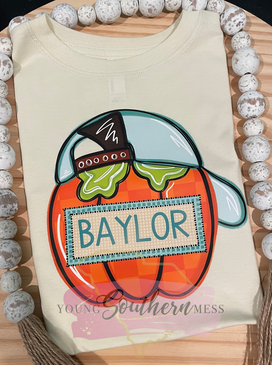 Backwards Hat Boy's Pumpkin Shirt