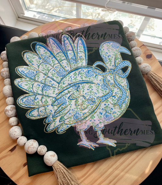Blue Floral Turkey Shirt
