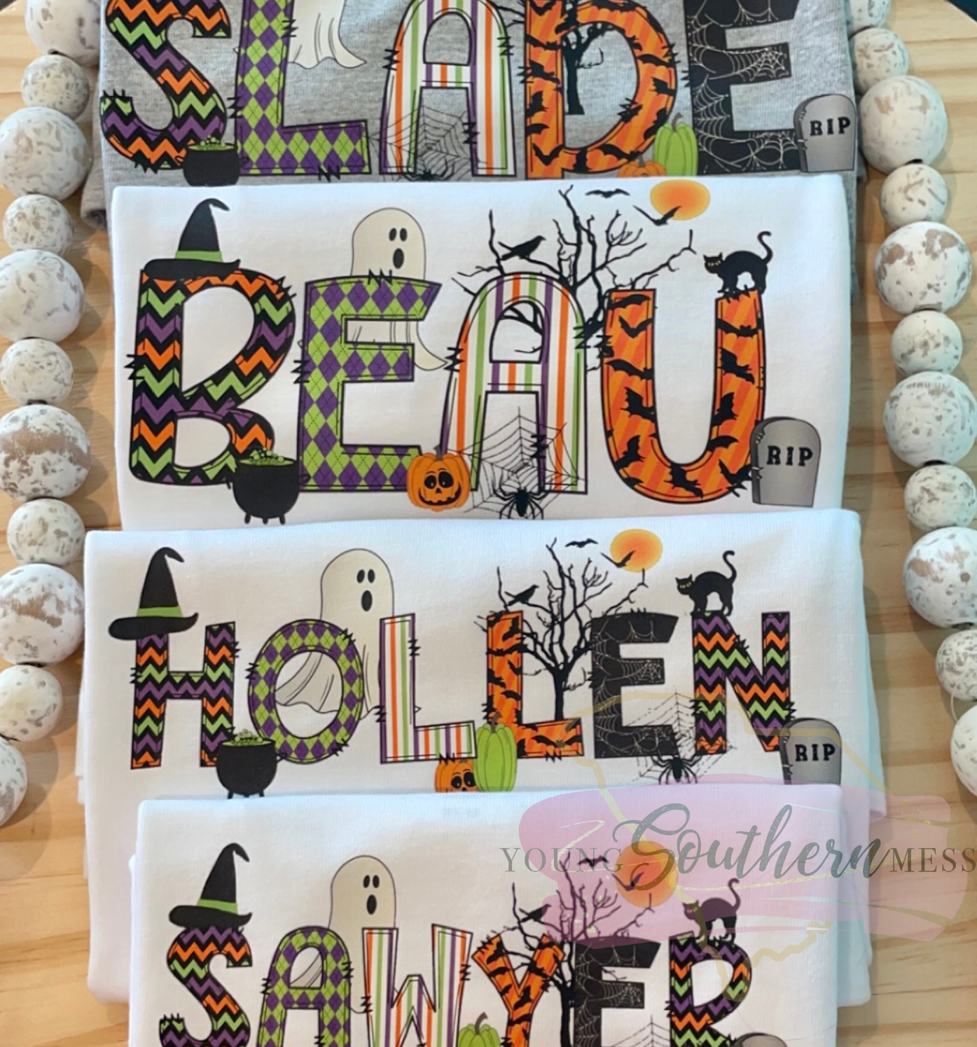 Custom Halloween Letters Children's Name Shirt