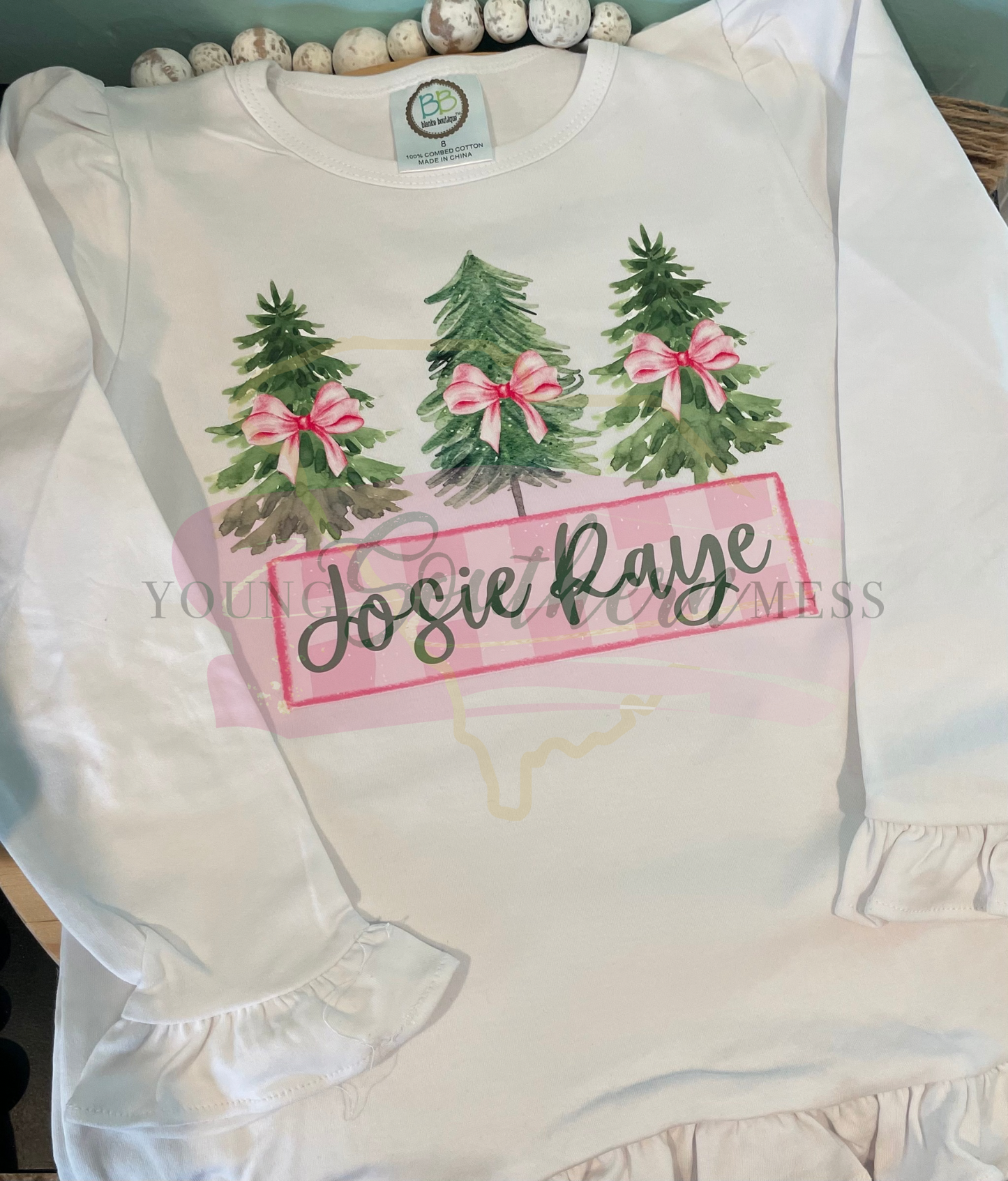 Personalized Christmas Tree Trio Girl’s Shirt