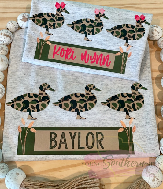 camo duck personalized childrens shirt 