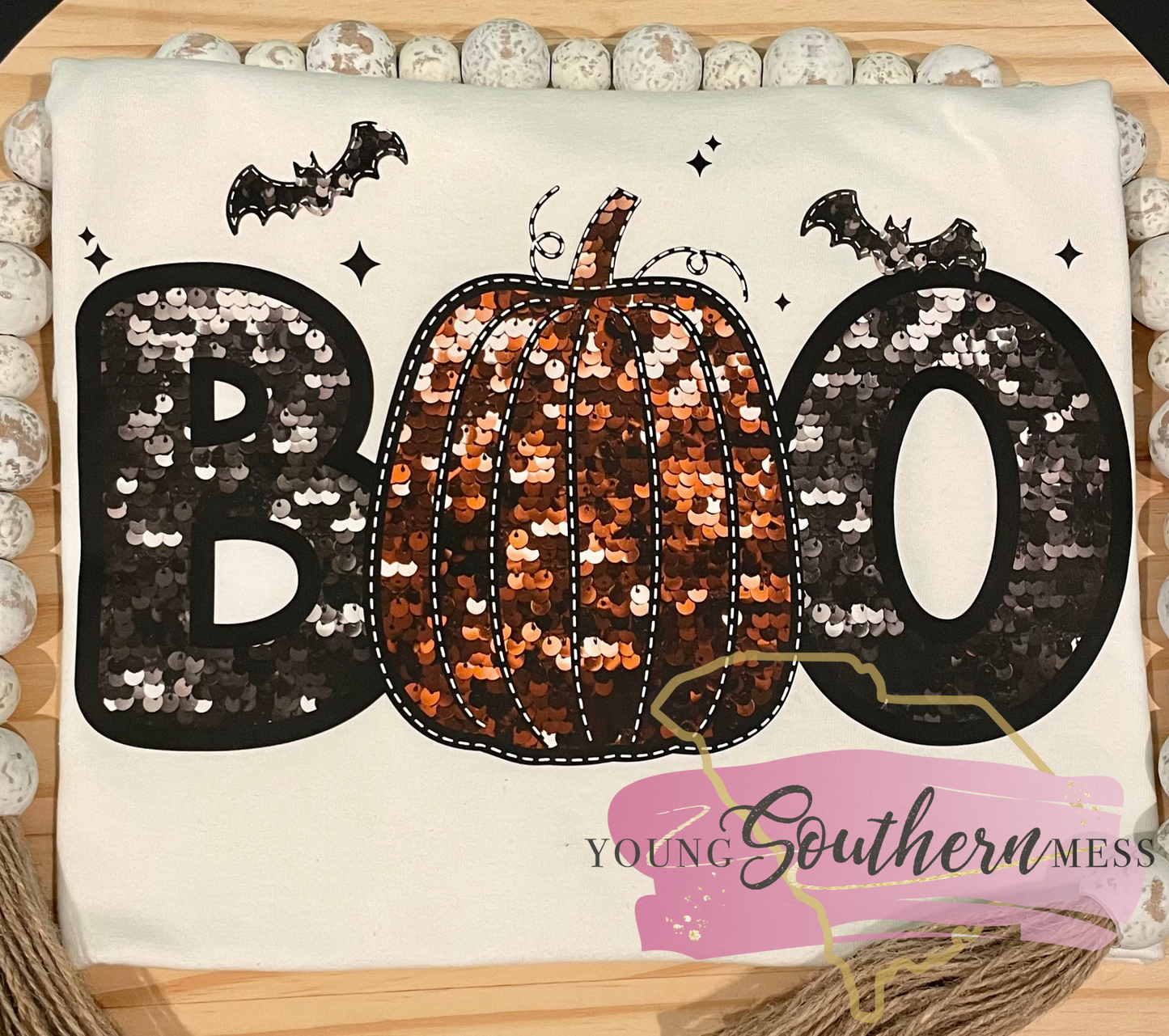 Boo Faux Sequins Halloween Shirt