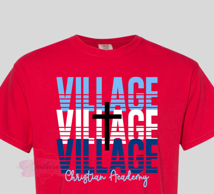 Village Stacked Red T-Shirt