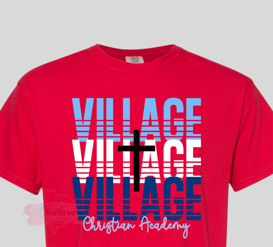 Village Stacked Red T-Shirt