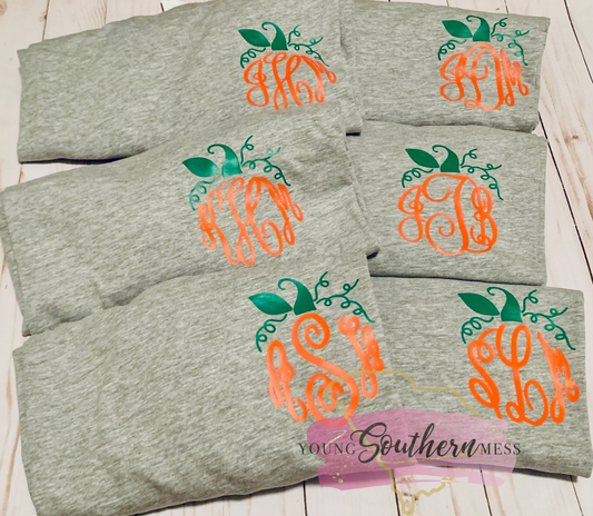 Fall Monogram Personalized Pumpkin Shirt