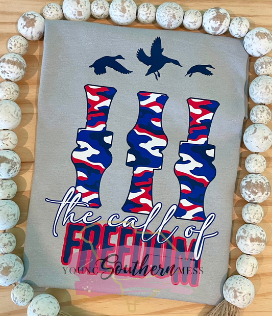 The Call of Freedom Duck Call 4th of July Shirt