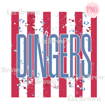 Dingers Baseball Striped PNG
