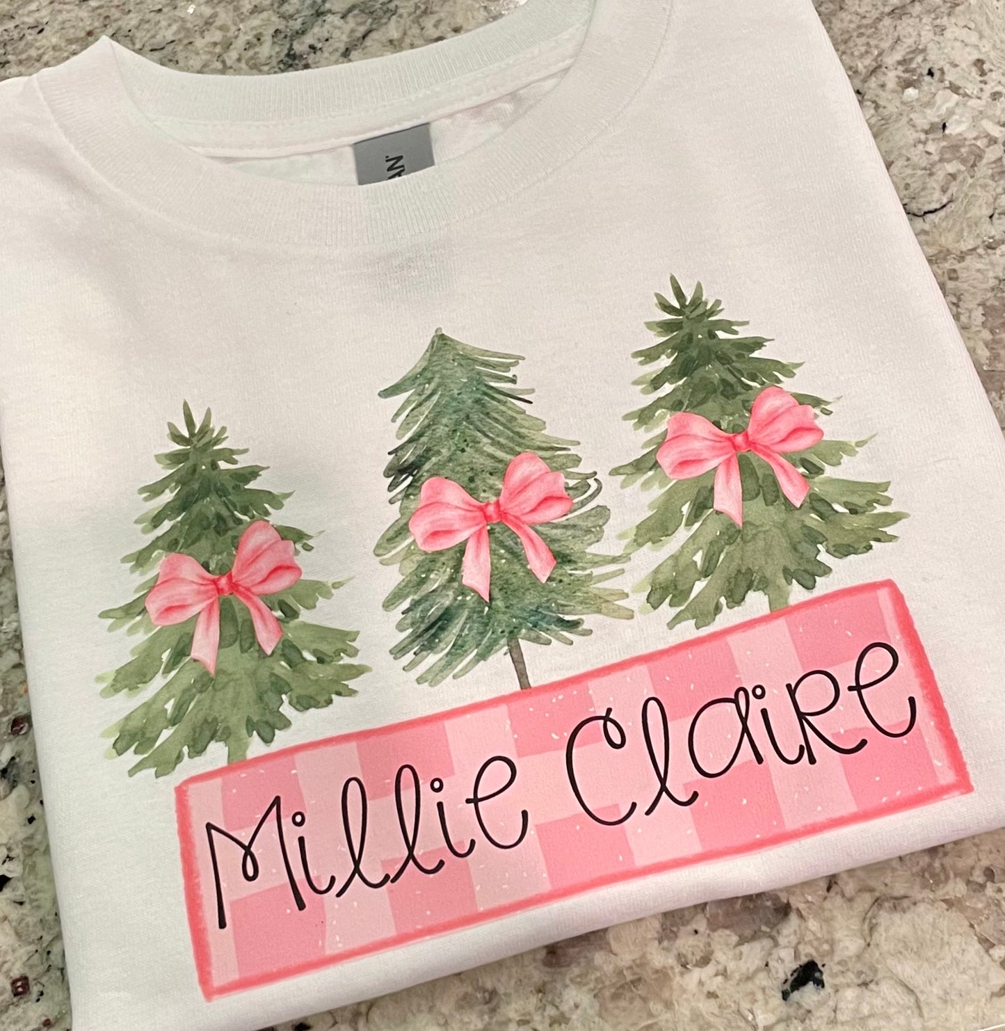 Personalized Christmas Tree Trio Girl’s Shirt