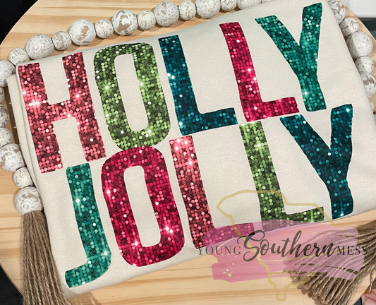 Faux Sequin Holly Jolly SWEATSHIRT