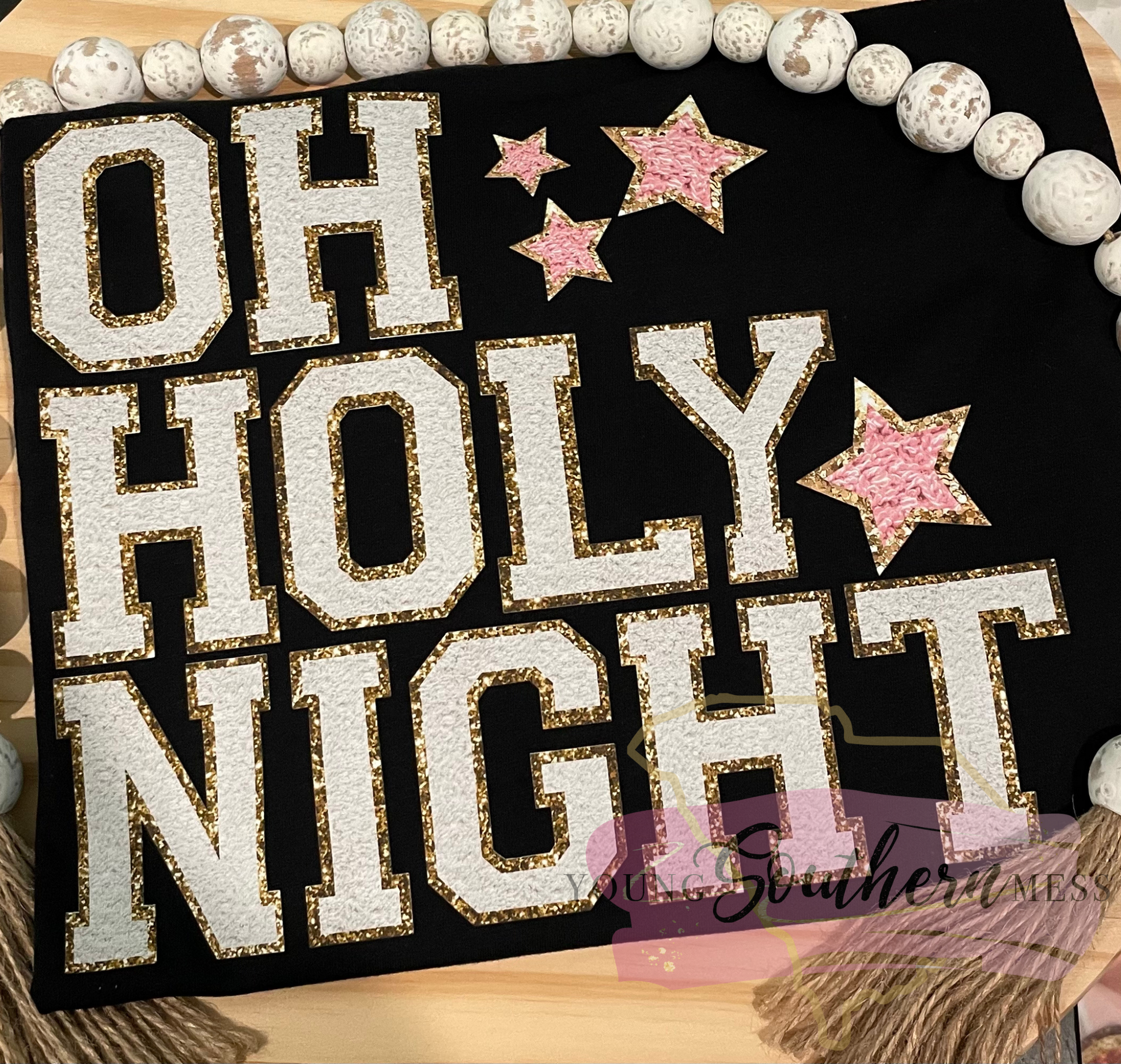 oh holy night christmas shirt faux sequin faux chenille