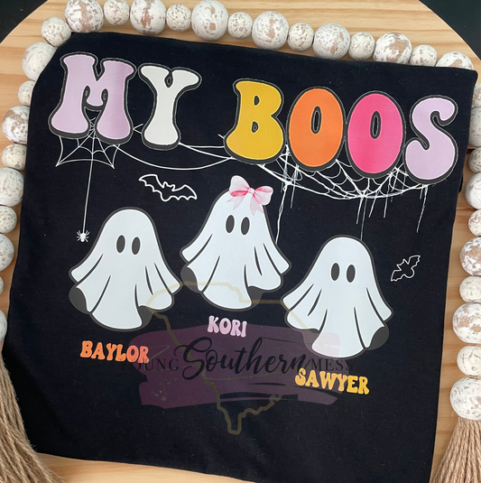 My Boos Halloween Ghost Grandma Shirt with Grandchildren Names