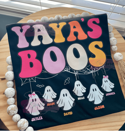My Boos Halloween Ghost Grandma Shirt with Grandchildren Names