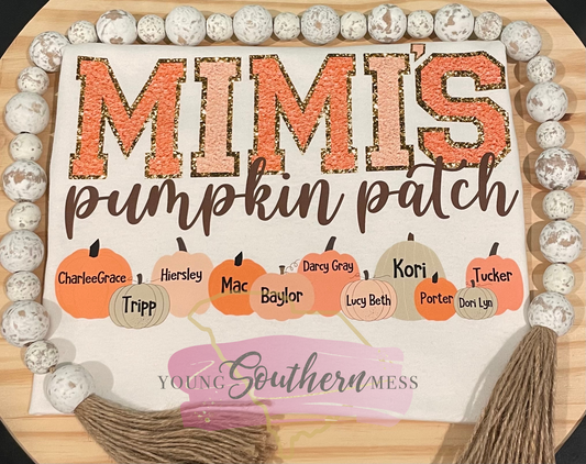 Grandma Pumpkin Patch Shirt with Grandchildren's Names