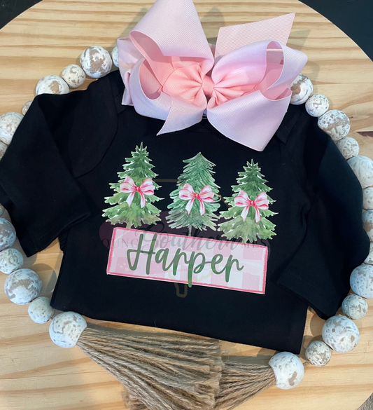 Personalized Christmas Tree Trio Girl’s Shirt