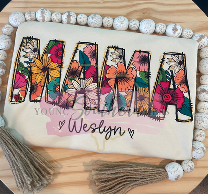 Floral Mama Shirt with Children's Names