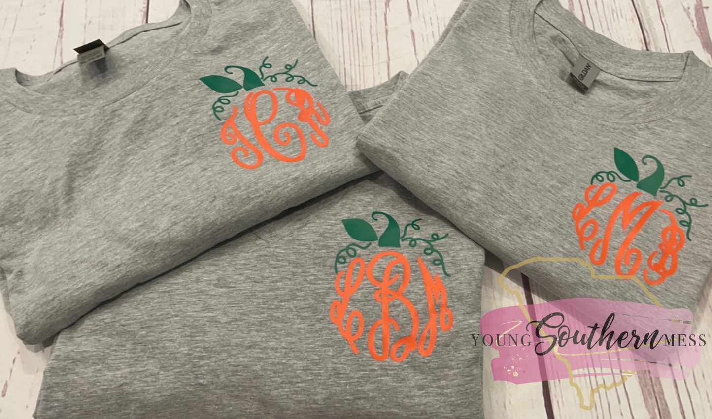 Fall Monogram Pumpkin T Shirt