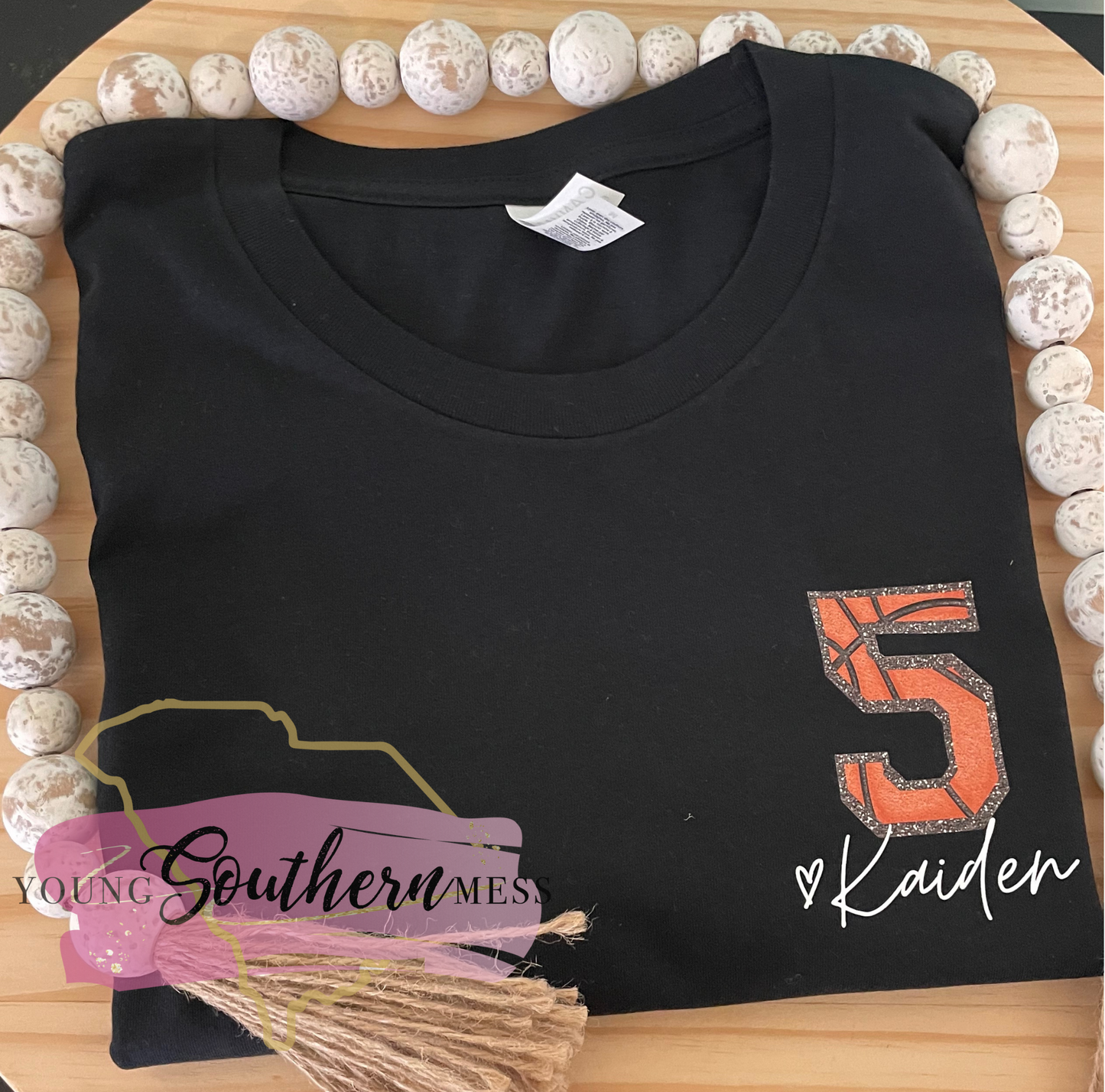 Custom Basketball Jersey Number Faux Sequin Shirt