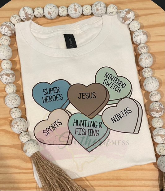 Custom Conversation Hearts Boy's Valentine Shirt
