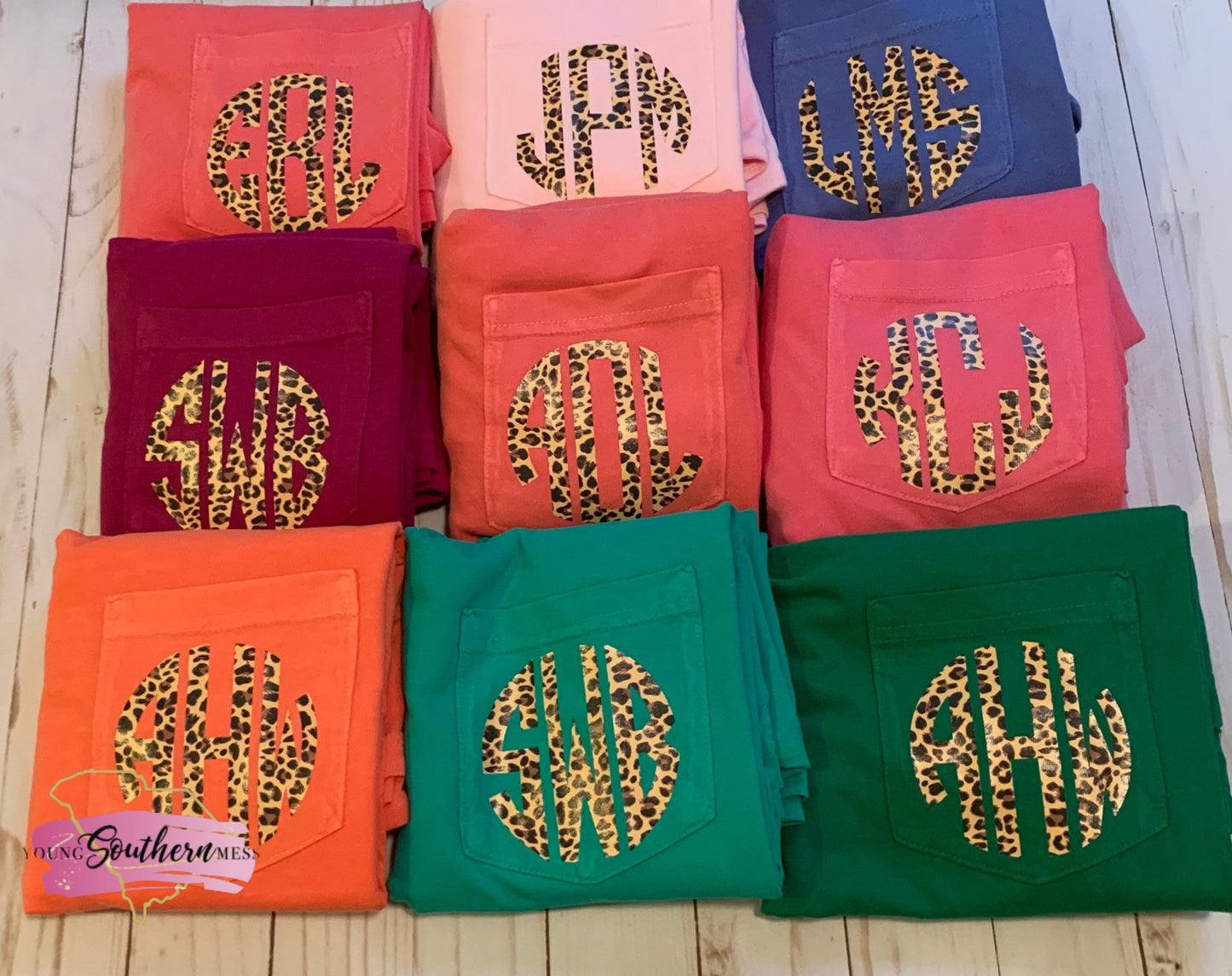 Leopard Monogram Pocket T Shirts