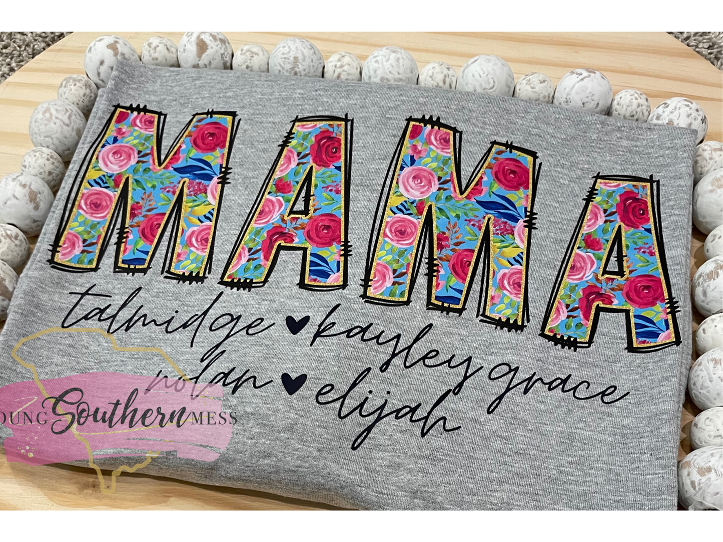 Personalized Floral Mama Shirt