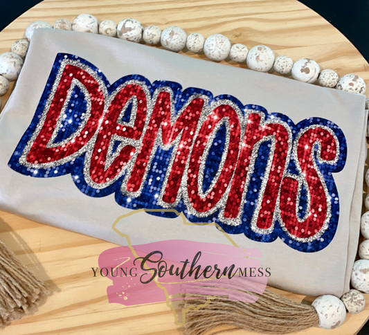 Faux Sequin Demons Shirt