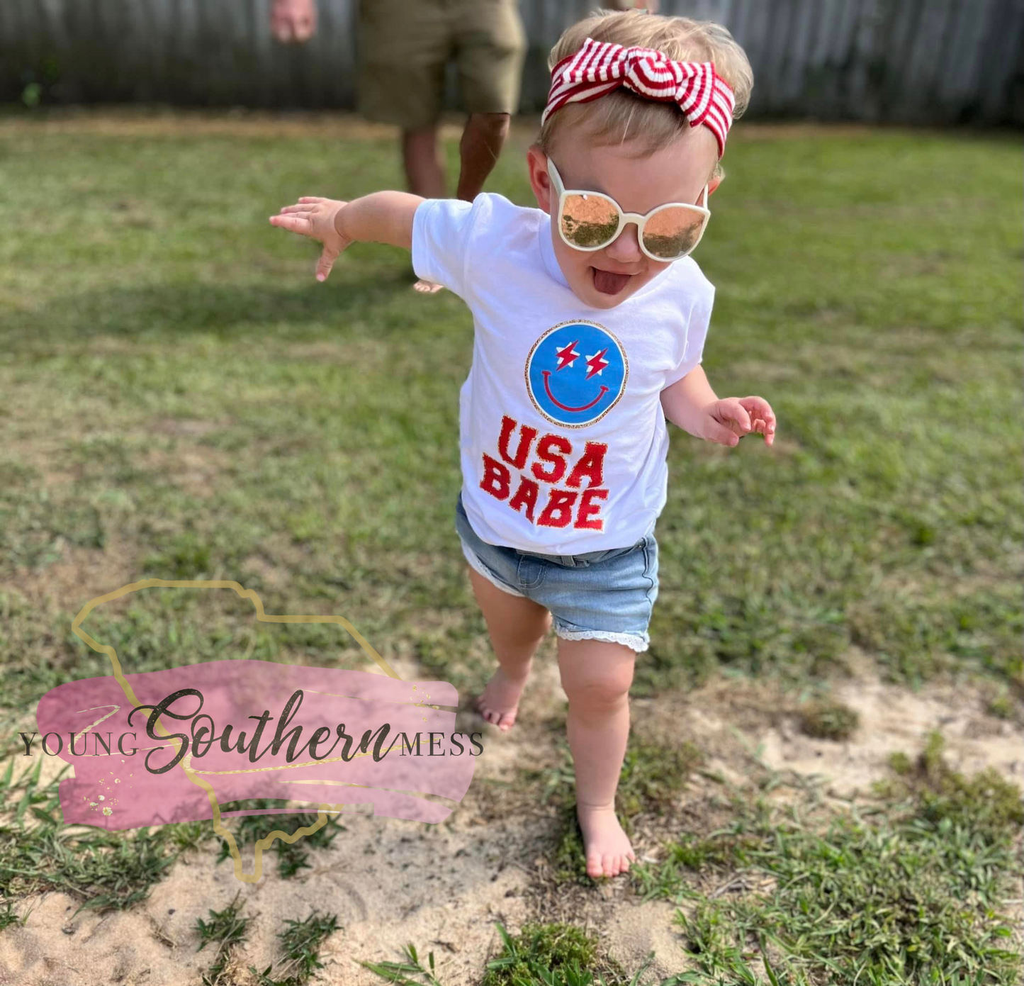 USA Babe Smiley Face Girl’s Patriotic Shirt