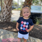 Groovy Smiley Face Girl’s Patriotic Shirt