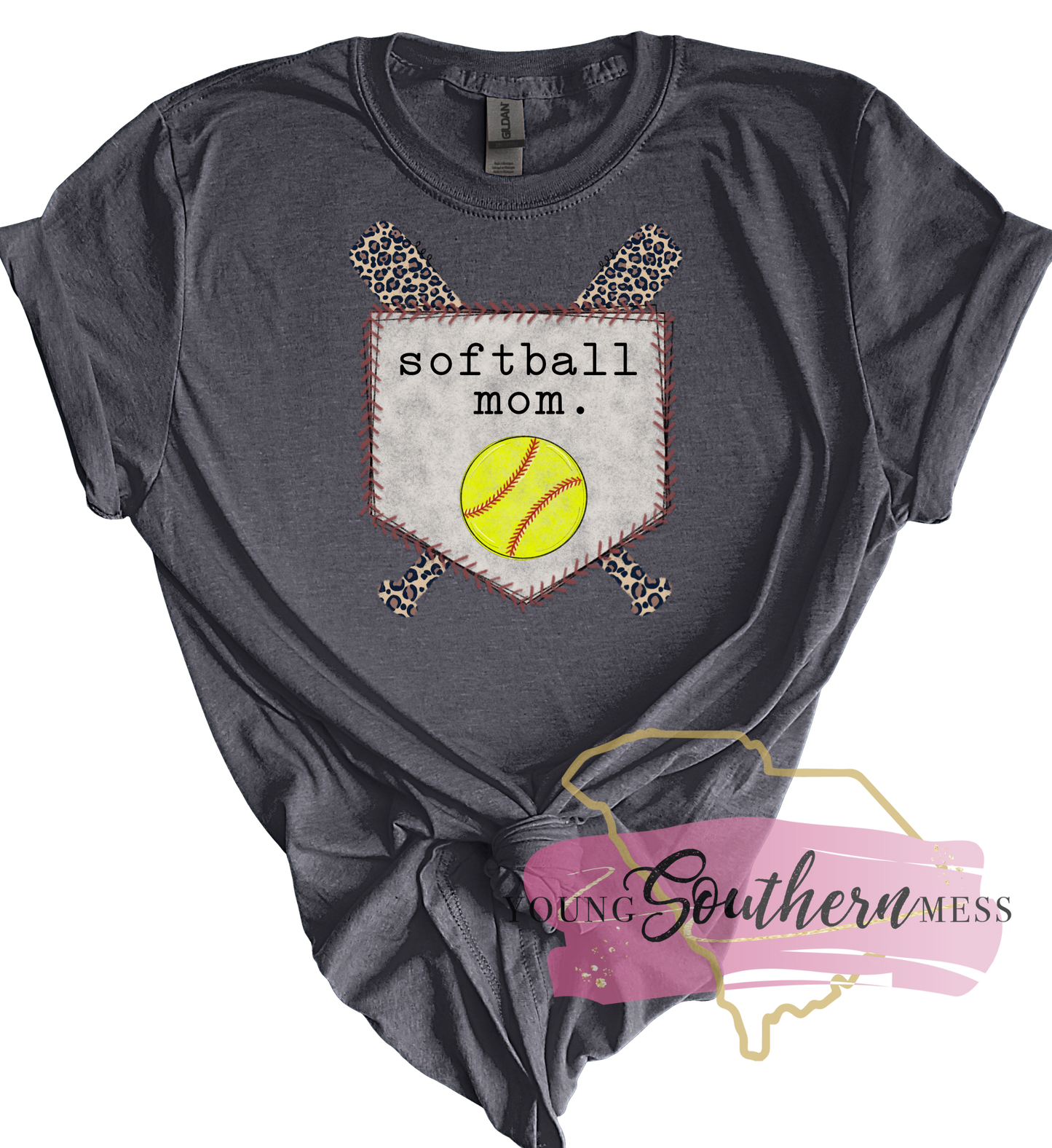 Softball Mom Leopard Print T-Shirt