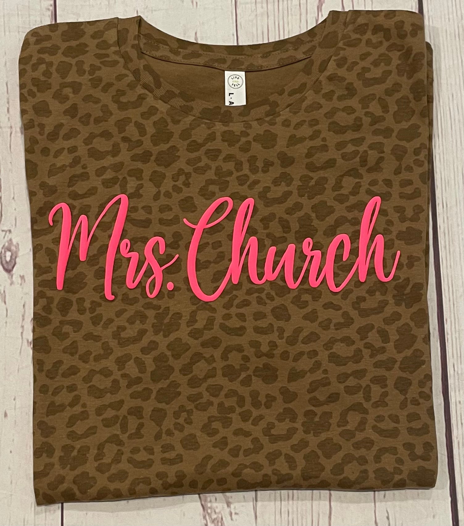 leopard print t-shirt with puff name