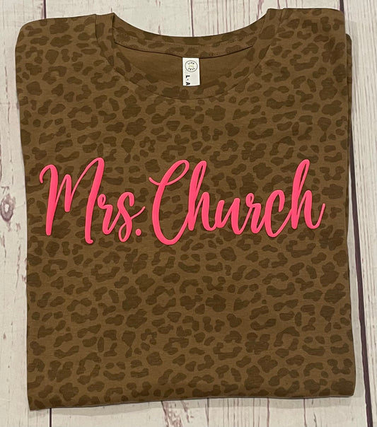 leopard print t-shirt with puff name